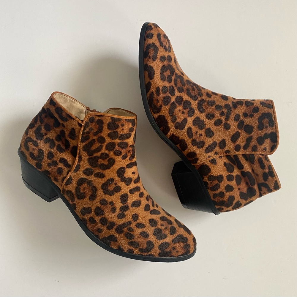 Suede Leopard Print Booties
